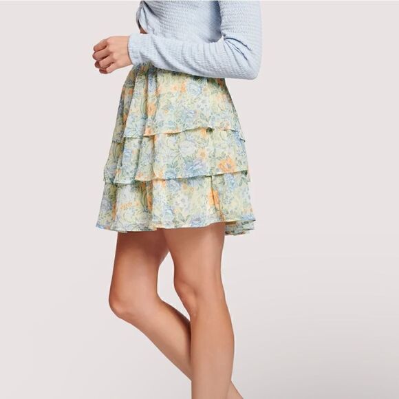 NWTs Lost + Wander Mountain Bloom Tiered Miniskirt Size Medium - Picture 4 of 13